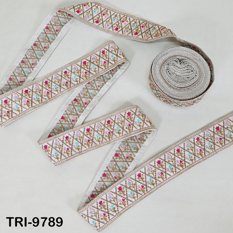 9 Yard Indian Embroidery Ribbons Fabric Trim Embellishments DIY Crafting Sewing Saree Indian Sari Border Embroidered Decorative Tapes 5cm