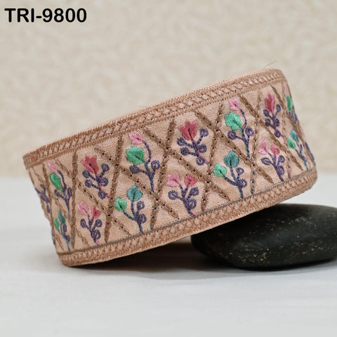 9 Yard Indian Embroidery Ribbons Fabric Trim Embellishments DIY Crafting Sewing Saree Indian Sari Border Embroidered Decorative Tapes 5cm