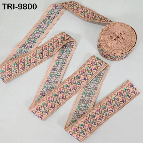9 Yard Indian Embroidery Ribbons Fabric Trim Embellishments DIY Crafting Sewing Saree Indian Sari Border Embroidered Decorative Tapes 5cm