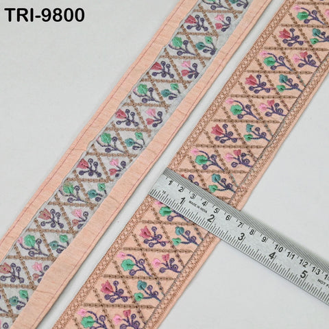 9 Yard Indian Embroidery Ribbons Fabric Trim Embellishments DIY Crafting Sewing Saree Indian Sari Border Embroidered Decorative Tapes 5cm