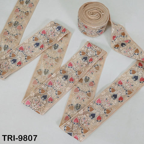 9 Yard Embroidery Ribbons Trim Embellishment Embroidered Saree Border Theatrical Costumes Crafting Sew Holidays Wreaths Decor Champagne 8cm