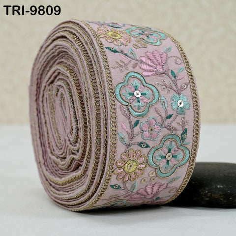 9 Yard Indian Trims Embroidered Decorative Fabric Laces Sari Border Ribbon Home Decor Sewing Accessory DIY Crafting Victorian Handbags 8cm