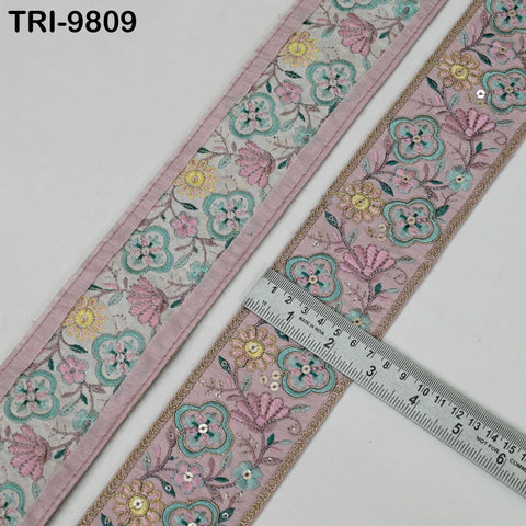 9 Yard Indian Trims Embroidered Decorative Fabric Laces Sari Border Ribbon Home Decor Sewing Accessory DIY Crafting Victorian Handbags 8cm