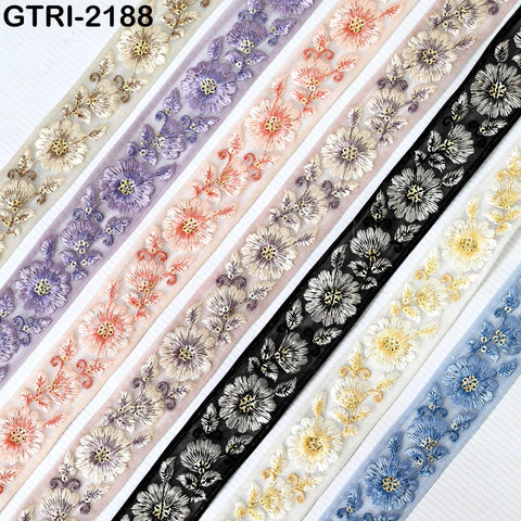9 Yard Embroidery 3cm Ribbons Fabric Trim 6cm Indian Embroidered DIY Crafting Border Sewing Tote Bag Shoe Making Costumes Holiday Ornaments