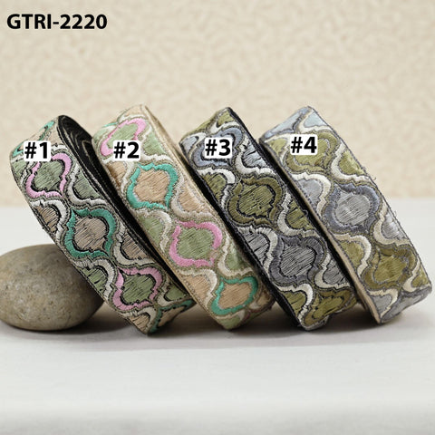 9 Yard Indian Embroidery Ribbons Embroidered Fabric Trim Embellish Saree Tape Sewing Crafting Border Wedding Dress Costume Accessories 32mm