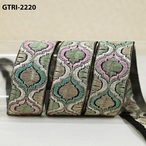 9 Yard Indian Embroidery Ribbons Embroidered Fabric Trim Embellish Saree Tape Sewing Crafting Border Wedding Dress Costume Accessories 32mm