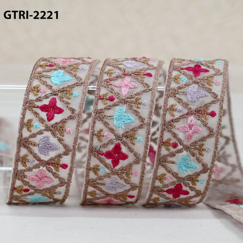 9 Yard Embroidered Ribbons Fabric Trim Embroidery Gift Wrapping Indian Sari Embellishment Sewing DIY Crafting Border Cushion Lace 3cm