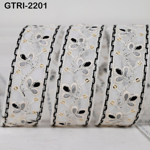 9 Yard 3cm Embroidery Ribbon for Kids Crafting Sewing Costumes Dog Collar Tote Bags, Lampshades, Holidays Decor Embroidered Embellishment