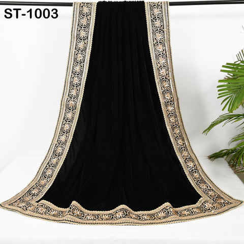 Black Velvet Shawl Dupatta Embroidery on edges Gift for Women Embroidered Chunni Bridal Veil Lehenga Embroidery Festival Punjabi Wedding