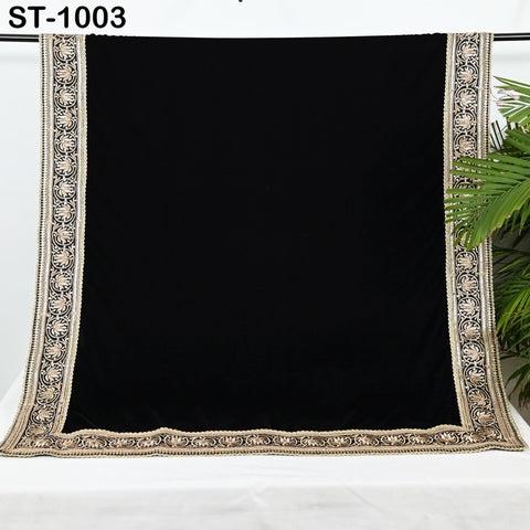 Black Velvet Dupatta Gold Zari Embroidery on edges, Tradition dupatta Chunni Bridal Veil Lehenga Embroidered Festival Punjabi Women Gift Mom