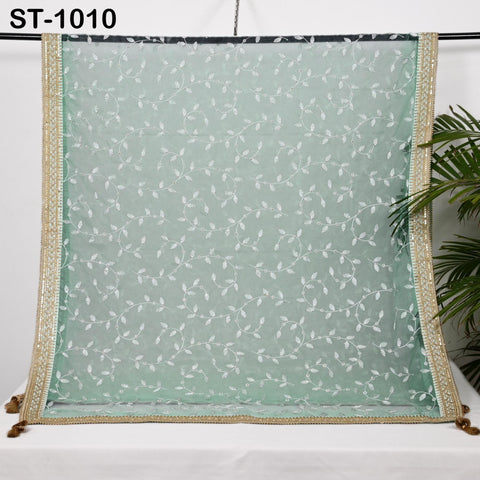 Ice Blue Dupatta Organza Gotta Dupatta Light Weight Indian Bride Wedding Lehenga Chunni Veil Scarf Women Festive Dress Gifts for Wife Mother