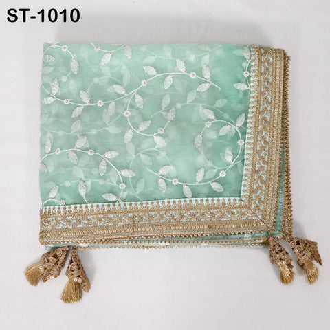 Ice Blue Dupatta Organza Gotta Dupatta Light Weight Indian Bride Wedding Lehenga Chunni Veil Scarf Women Festive Dress Gifts for Wife Mother