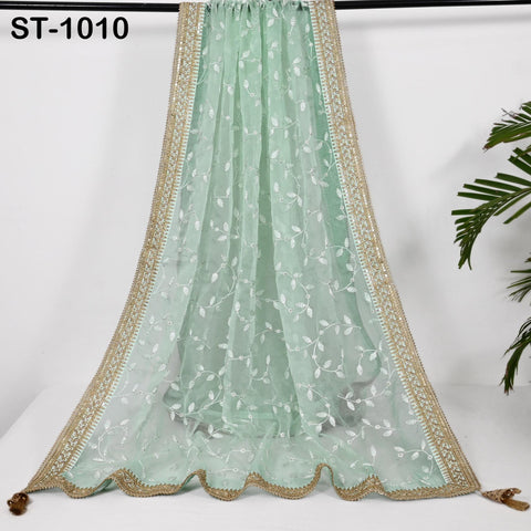 Ice Blue Dupatta Organza Gotta Dupatta Light Weight Indian Bride Wedding Lehenga Chunni Veil Scarf Women Festive Dress Gifts for Wife Mother