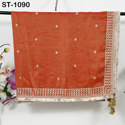 Red Zari Tissue Dupatta for Women, Bridal Wedding lehenga Heavy Chunni Veil Sequin Scarf, Indian Ethnic Dress Costume Bridesmaid's Gift