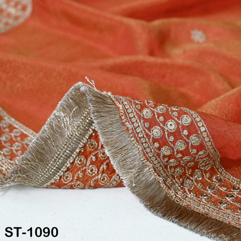 Red Zari Tissue Dupatta for Women, Bridal Wedding lehenga Heavy Chunni Veil Sequin Scarf, Indian Ethnic Dress Costume Bridesmaid's Gift