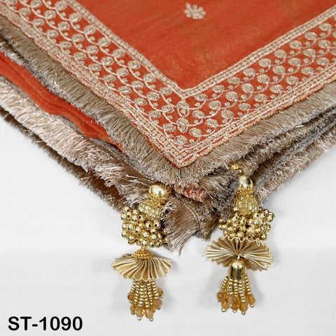 Red Zari Tissue Dupatta for Women, Bridal Wedding lehenga Heavy Chunni Veil Sequin Scarf, Indian Ethnic Dress Costume Bridesmaid's Gift