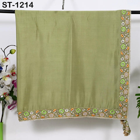 Beaded Silk Chiffon Designer Dupatta for women, Bridal Wedding lehenga Chunni/Veil Sequin Scarf Indian Ethnic Dress Stole Gift Bridesmaid