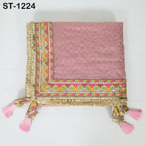 Pink Organza Designer Dupatta for women Bridal Wedding lehenga Chunni/Veil Beads Sequin Scarf Indian Ethnic Dress Stole Gift Bridesmaid