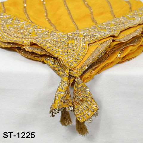 Yellow Chiffon Designer Silk Dupatta for women, Bridal Wedding lehenga Chunni/Veil Sequin Scarf Indian Ethnic Dress Stole Gift Bridesmaid