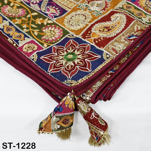 Maroon Heavy Embroidery Dupatta Women Georgette Chunni Bridal Veil Lehenga Wrap Stole Festival Wedding Punjabi Chunri India Ethnic Attire