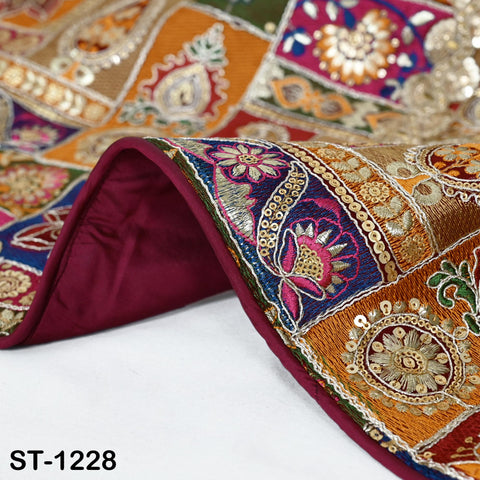 Maroon Heavy Embroidery Dupatta Women Georgette Chunni Bridal Veil Lehenga Wrap Stole Festival Wedding Punjabi Chunri India Ethnic Attire