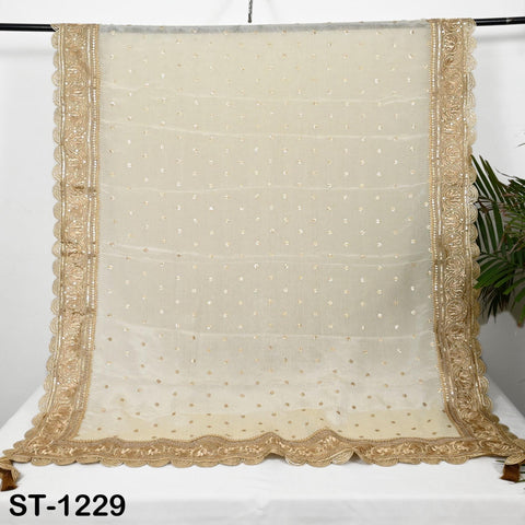 Gold Zari Tissue Dupatta for Women, Bridal Wedding lehenga Heavy Chunni Veil Sequin Scarf, Indian Ethnic Dress Costume Bridesmaid's Gift