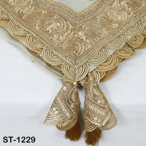 Gold Zari Tissue Dupatta for Women, Bridal Wedding lehenga Heavy Chunni Veil Sequin Scarf, Indian Ethnic Dress Costume Bridesmaid's Gift