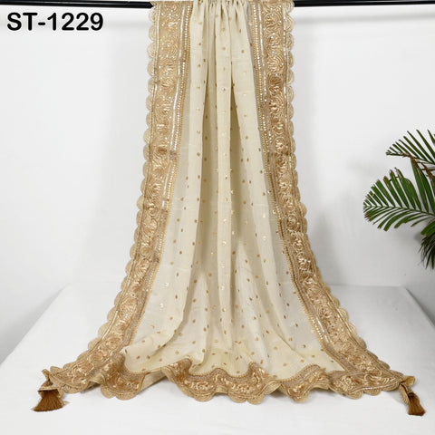 Gold Zari Tissue Dupatta for Women, Bridal Wedding lehenga Heavy Chunni Veil Sequin Scarf, Indian Ethnic Dress Costume Bridesmaid's Gift