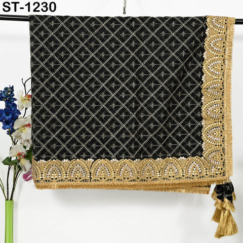 Black Organza Designer Dupatta for women Bridal Wedding lehenga Chunni/Veil Beads Sequin Scarf Indian Ethnic Dress Stole Gift Bridesmaid