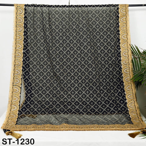 Black Organza Designer Dupatta for women Bridal Wedding lehenga Chunni/Veil Beads Sequin Scarf Indian Ethnic Dress Stole Gift Bridesmaid