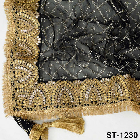 Black Organza Designer Dupatta for women Bridal Wedding lehenga Chunni/Veil Beads Sequin Scarf Indian Ethnic Dress Stole Gift Bridesmaid