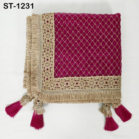 Magenta Organza Designer Dupatta for women, Bridal Wedding lehenga Chunni/Veil Beads Sequin Scarf Indian Ethnic Dress Stole Gift Bridesmaid