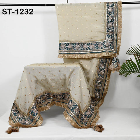 Teal Gold Zari Tissue Dupatta for Women Bridal Wedding lehenga Heavy Chunni Veil Sequin Scarf, Indian Ethnic Dress Costume Bridesmaid's Gift