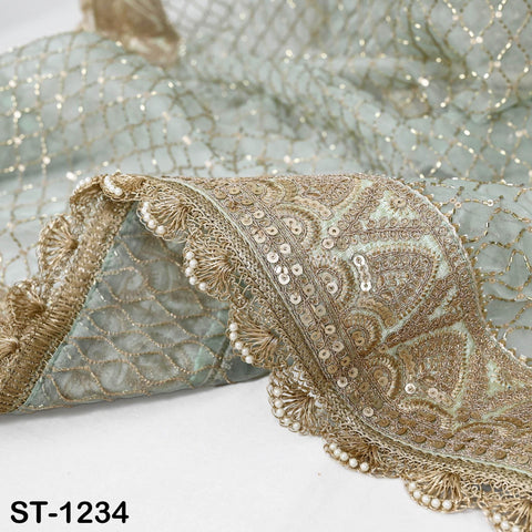 Mint Green Organza Designer Dupatta Women Bridal Wedding lehenga Chunni/Veil Beads Sequin Scarf Indian Ethnic Dress Stole Gift Bridesmaid