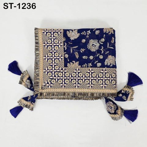 Blue Georgette Designer Dupatta for women, Bridal Wedding lehenga Chunni/Veil Sequin Scarf Indian Ethnic Dress Stole Ideal Gift Bridesmaid