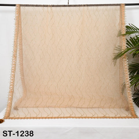 Peach Organza Designer Dupatta for women, Bridal Wedding lehenga Chunni/Veil Beads Sequin Scarf Indian Ethnic Dress Stole Gift Bridesmaid