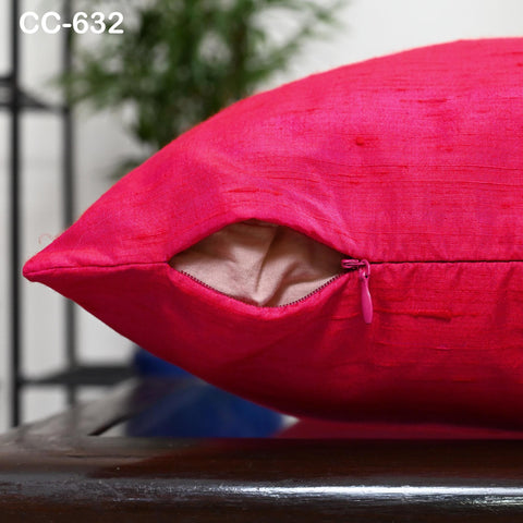 Iridescent Hot Pink Dupioni Silk Square Pillowcase, Luxury Cushion Cover Handmade Shantung Silk Throw Pillow, Home Decor House Warming Gift