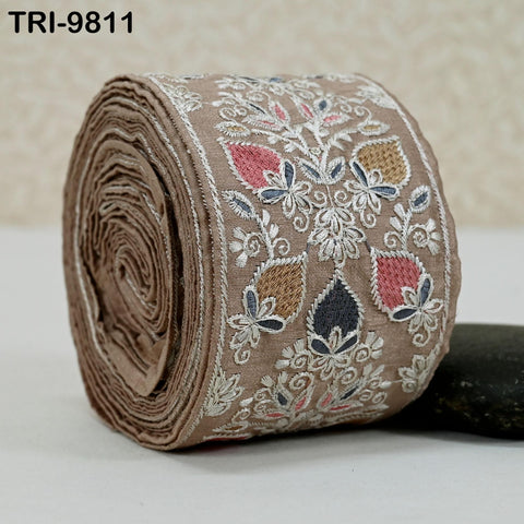 9 Yard Embroidery Ribbons Trim Embellishment Embroidered Saree Border Theatrical Costumes Crafting Sew Holidays Wreaths Decor Brown 8cm