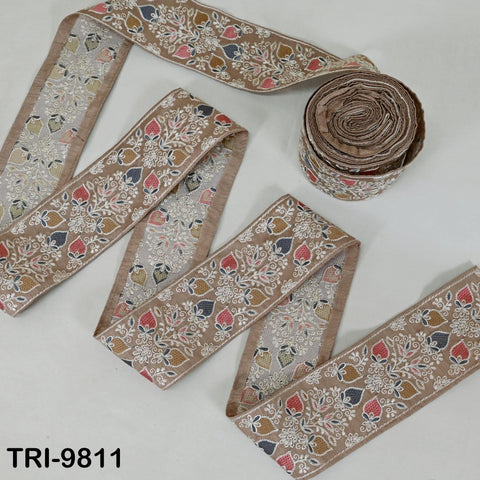 9 Yard Embroidery Ribbons Trim Embellishment Embroidered Saree Border Theatrical Costumes Crafting Sew Holidays Wreaths Decor Brown 8cm