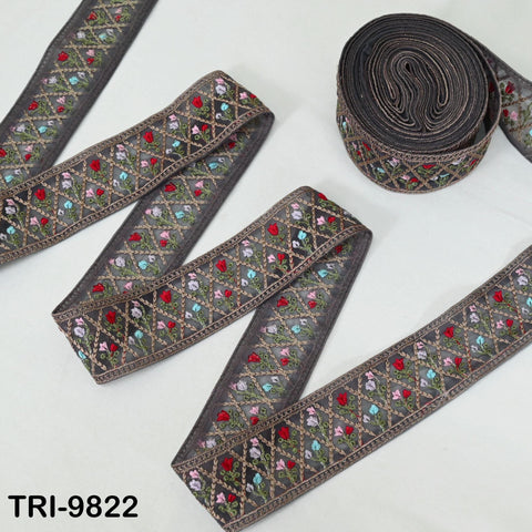 9 Yard Indian Embroidery Ribbons Fabric Trim Embellishments DIY Crafting Sewing Saree Indian Sari Border Embroidered Decorative Tapes 5cm