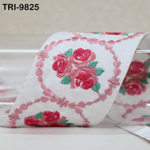 9 Yard Embroidery Ribbons Trim 8cm Disney Roses Indian Sari Border Embroidered Crafting Sewing Costumes Lampshade Home Decor Trimming