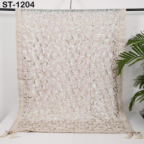 White Georgette Designer Dupatta for women, Bridal Wedding lehenga Chunni/Veil Sequin Scarf Indian Ethnic Dress Stole Ideal Gift Bridesmaid