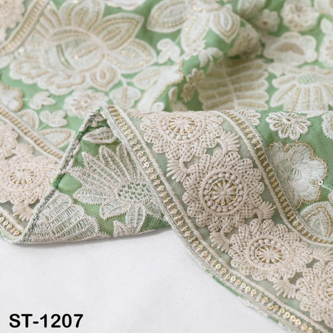 Mint Embroidered Dupatta Women Embroidery Georgette Chunni Bridal Veil Lehenga Wrap Stole Festival Wedding Punjabi Chunri Indian Attire