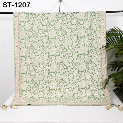 Mint Embroidered Dupatta Women Embroidery Georgette Chunni Bridal Veil Lehenga Wrap Stole Festival Wedding Punjabi Chunri Indian Attire