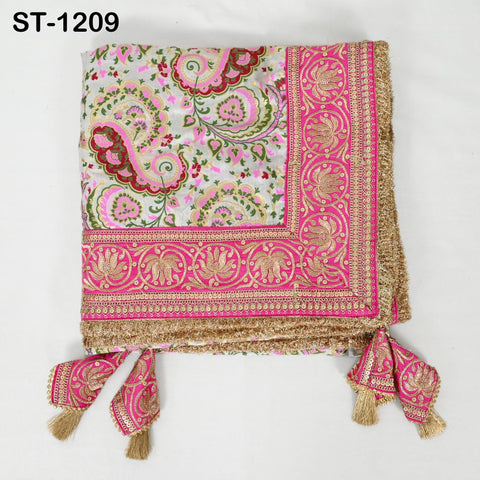 Magenta Dupatta Banarasi Long Brocade Dupatta Chunni Bridal Veil Wedding Lehenga Shawls Wraps Punjabi Dress Head Scarf Women Gift Mother