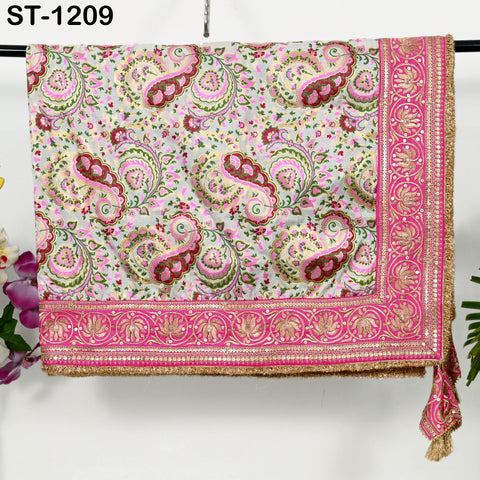 Magenta Dupatta Banarasi Long Brocade Dupatta Chunni Bridal Veil Wedding Lehenga Shawls Wraps Punjabi Dress Head Scarf Women Gift Mother