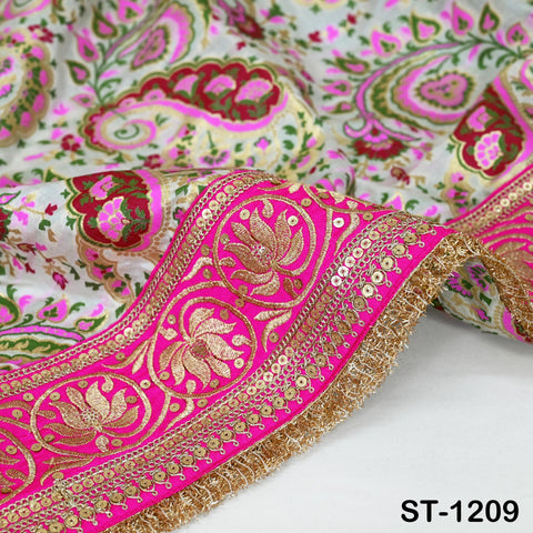 Magenta Dupatta Banarasi Long Brocade Dupatta Chunni Bridal Veil Wedding Lehenga Shawls Wraps Punjabi Dress Head Scarf Women Gift Mother