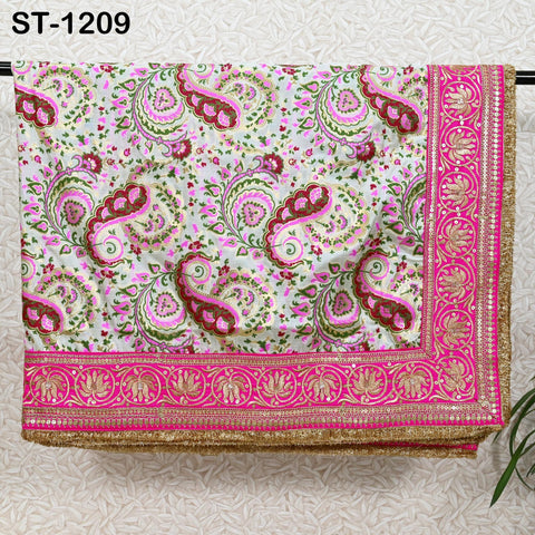 Magenta Dupatta Banarasi Long Brocade Dupatta Chunni Bridal Veil Wedding Lehenga Shawls Wraps Punjabi Dress Head Scarf Women Gift Mother