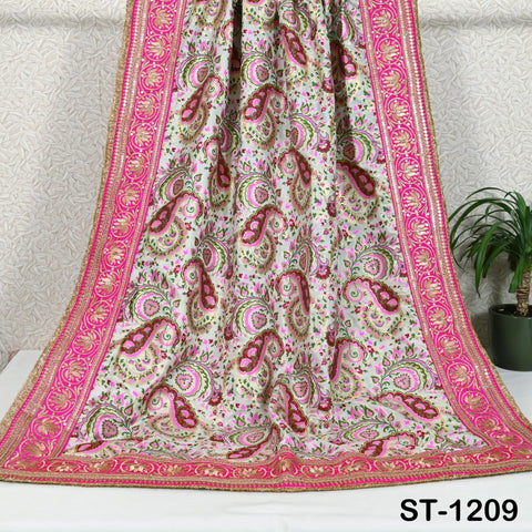 Magenta Dupatta Banarasi Long Brocade Dupatta Chunni Bridal Veil Wedding Lehenga Shawls Wraps Punjabi Dress Head Scarf Women Gift Mother