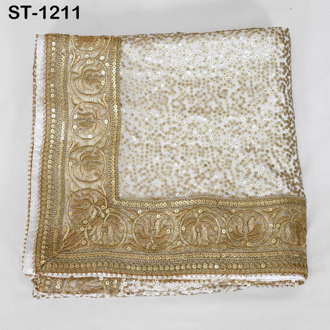 White Chiffon Designer Dupatta for women, Bridal Wedding lehenga Chunni/Veil Sequin Scarf Indian Ethnic Dress Stole Ideal Gift Bridesmaid